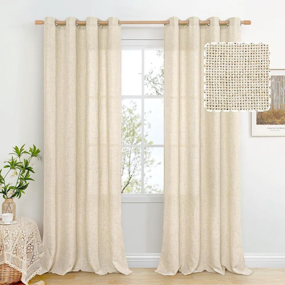 Brand New BGment Beige Linen Curtains 52"W × 90"L – 2 Panels